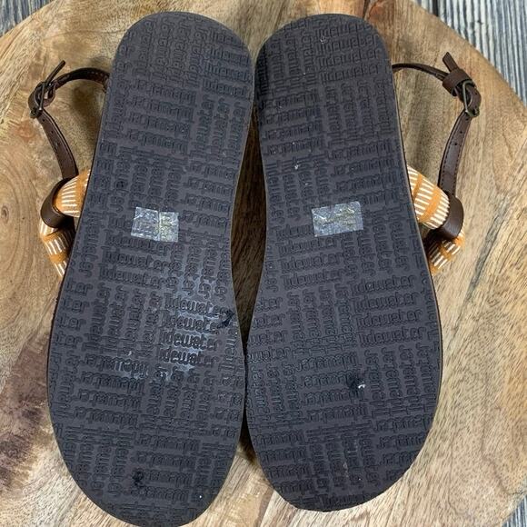 Tidewater Montauk Cabana Flip Flop Sandals Faux Leather Orange Cloth Wm 9 - Picture 8 of 9